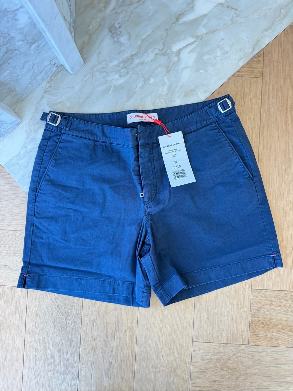 Orlebar Brown Navy Cotton Mid- Length Shorts